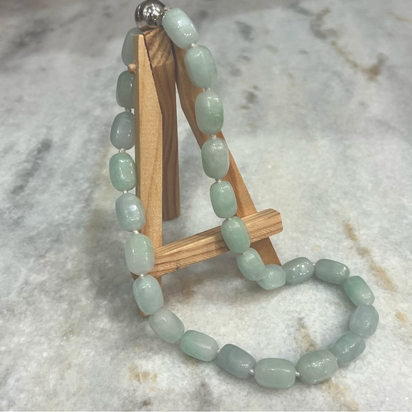 Jewelry - Burmese Natural Jade Sterling Silver Necklace